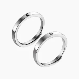 Celestial Sun & Moon Sterling Silver Ring Set