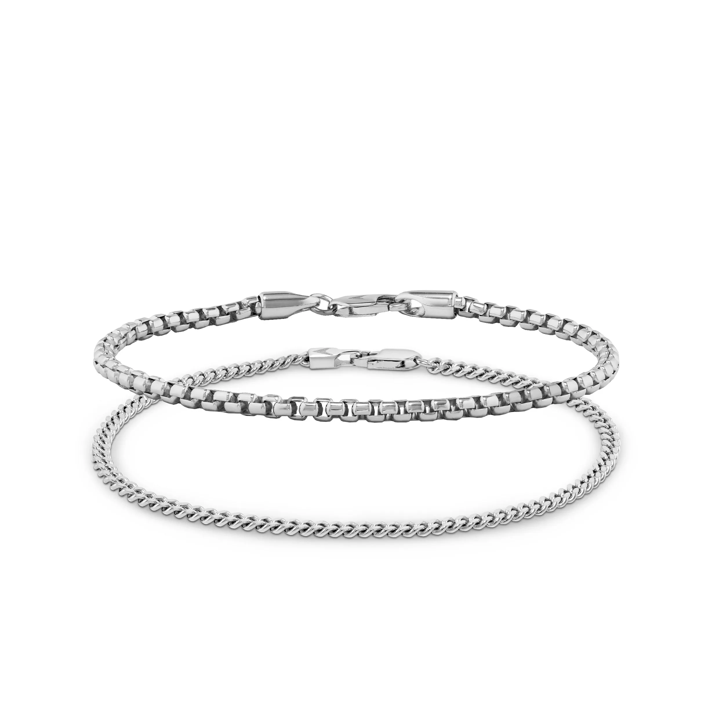 Chain Bracelet Set - Sterling Silver