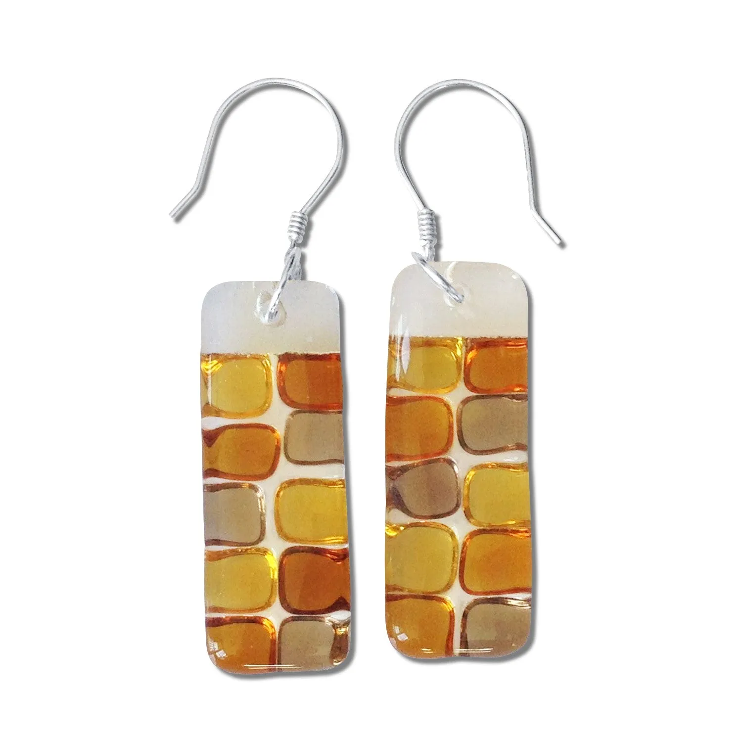 Checkerboard Glass Earrings - Aqua