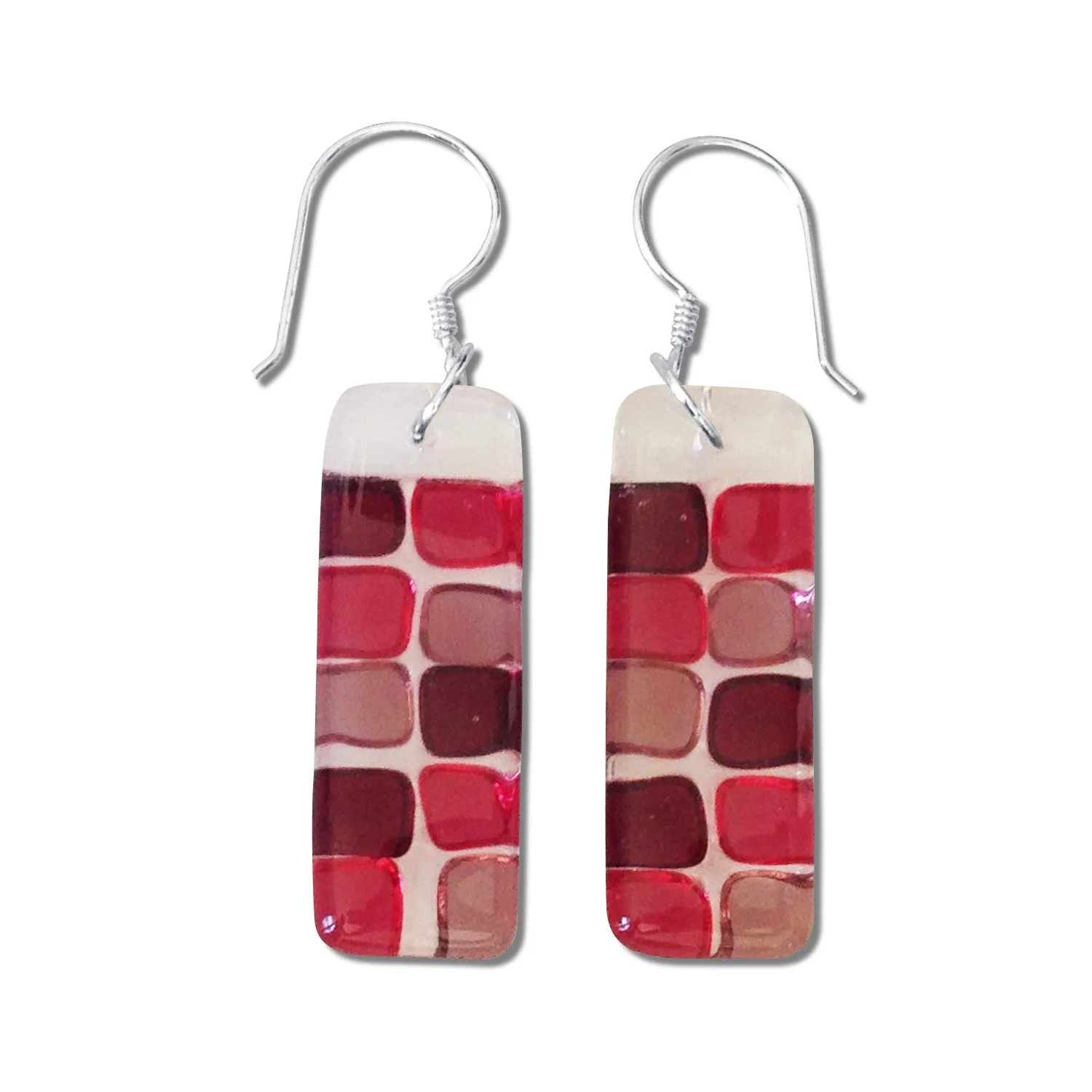 Checkerboard Glass Earrings - Black