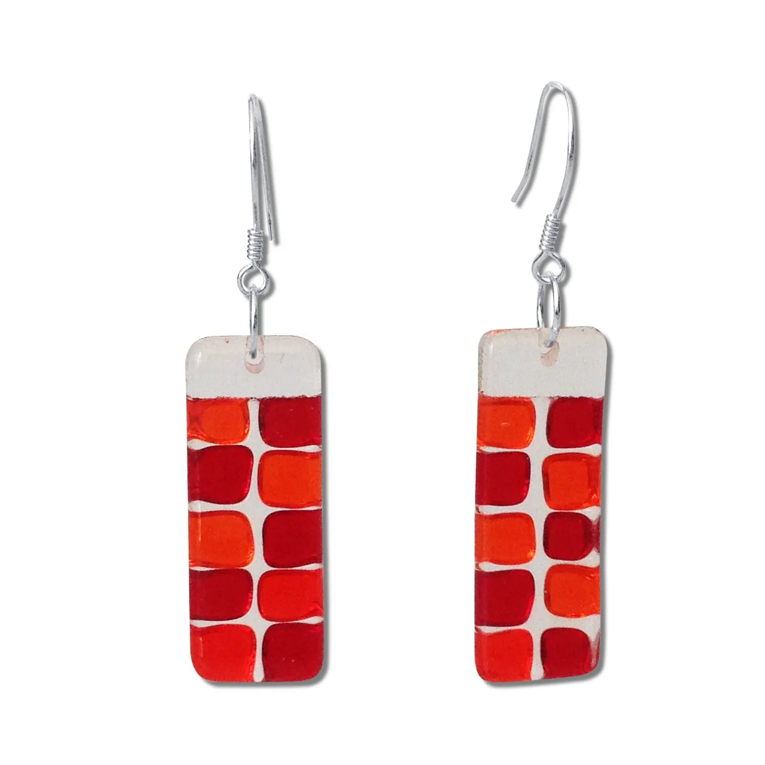 Checkerboard Glass Earrings - Black