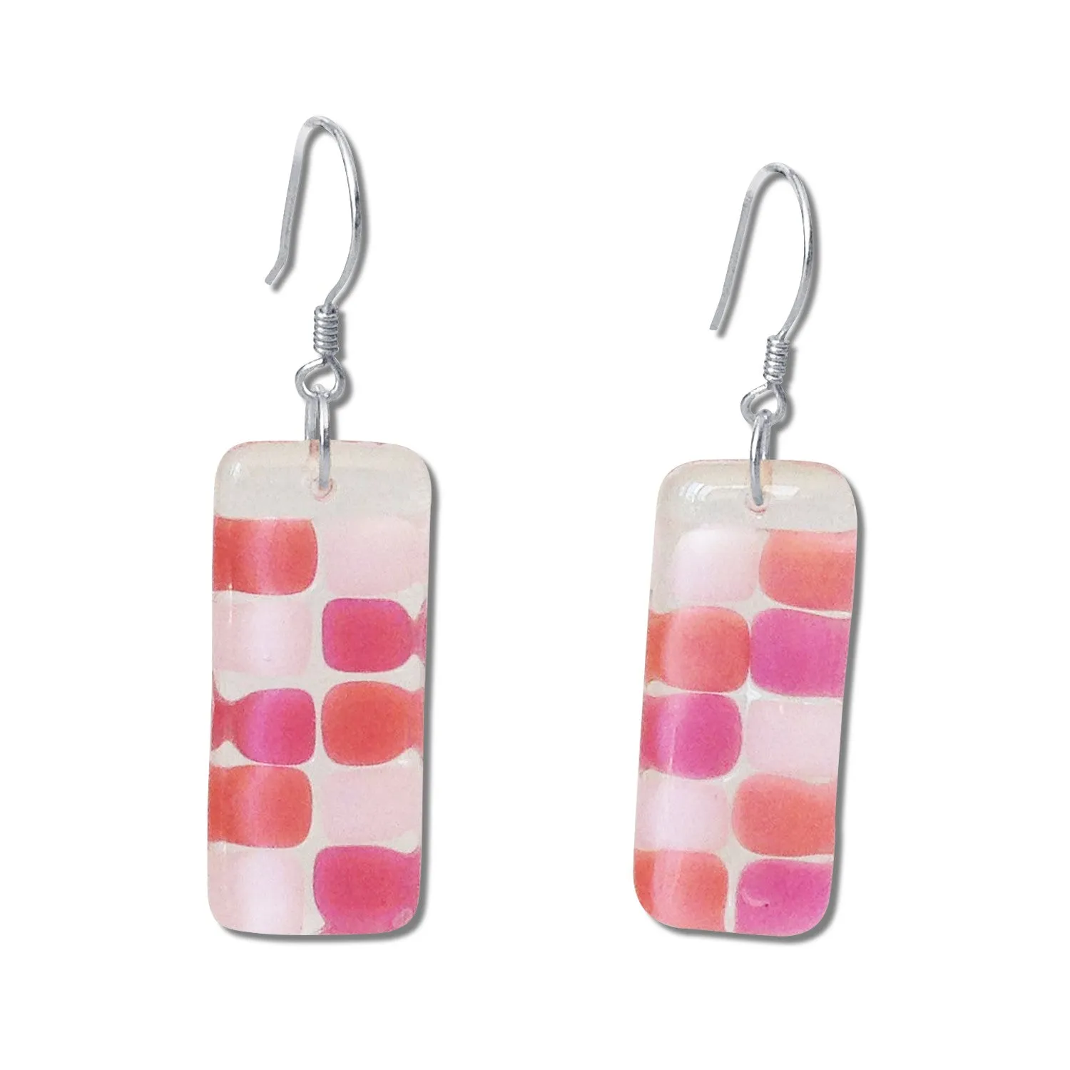 Checkerboard Glass Earrings - Black