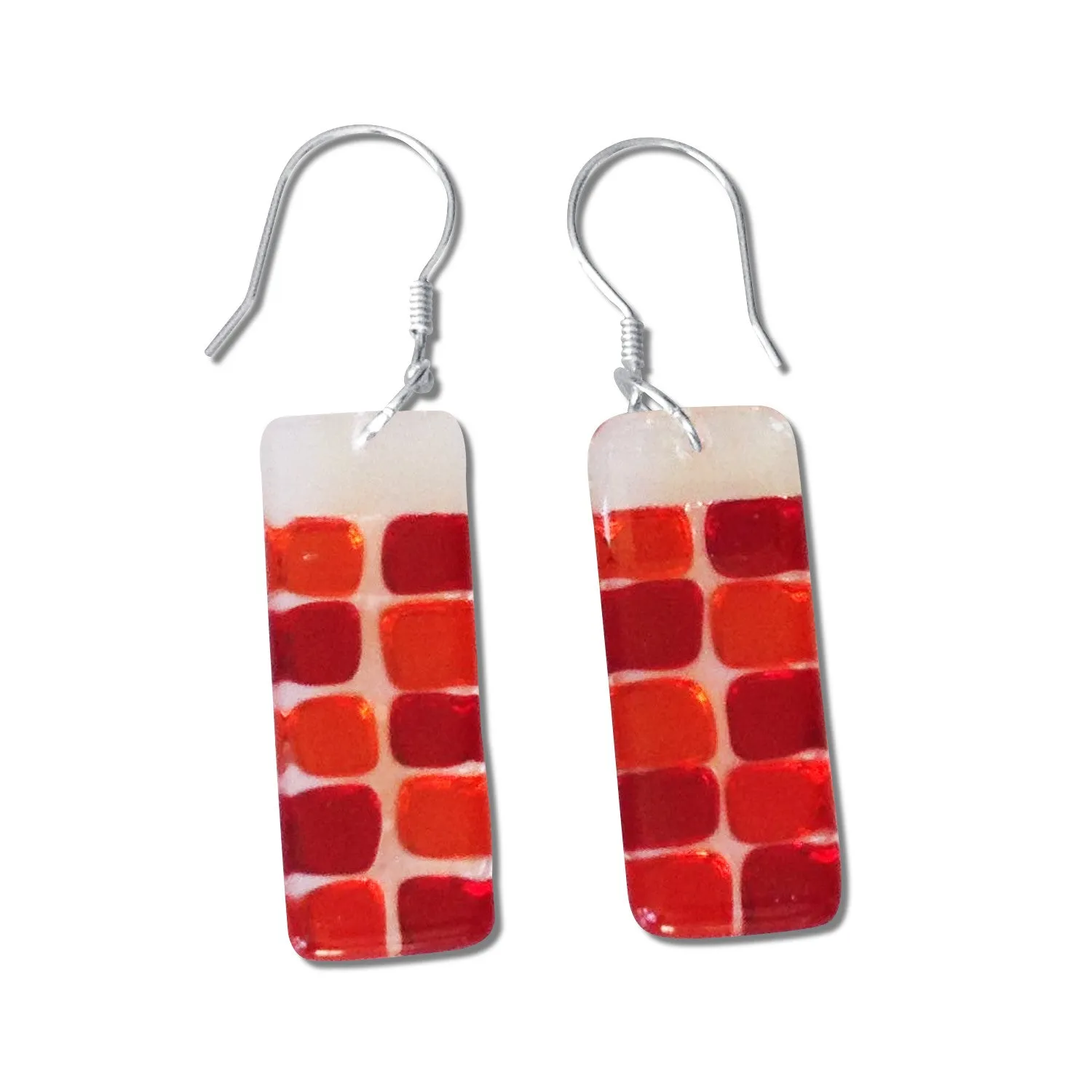 Checkerboard Glass Earrings - Lime