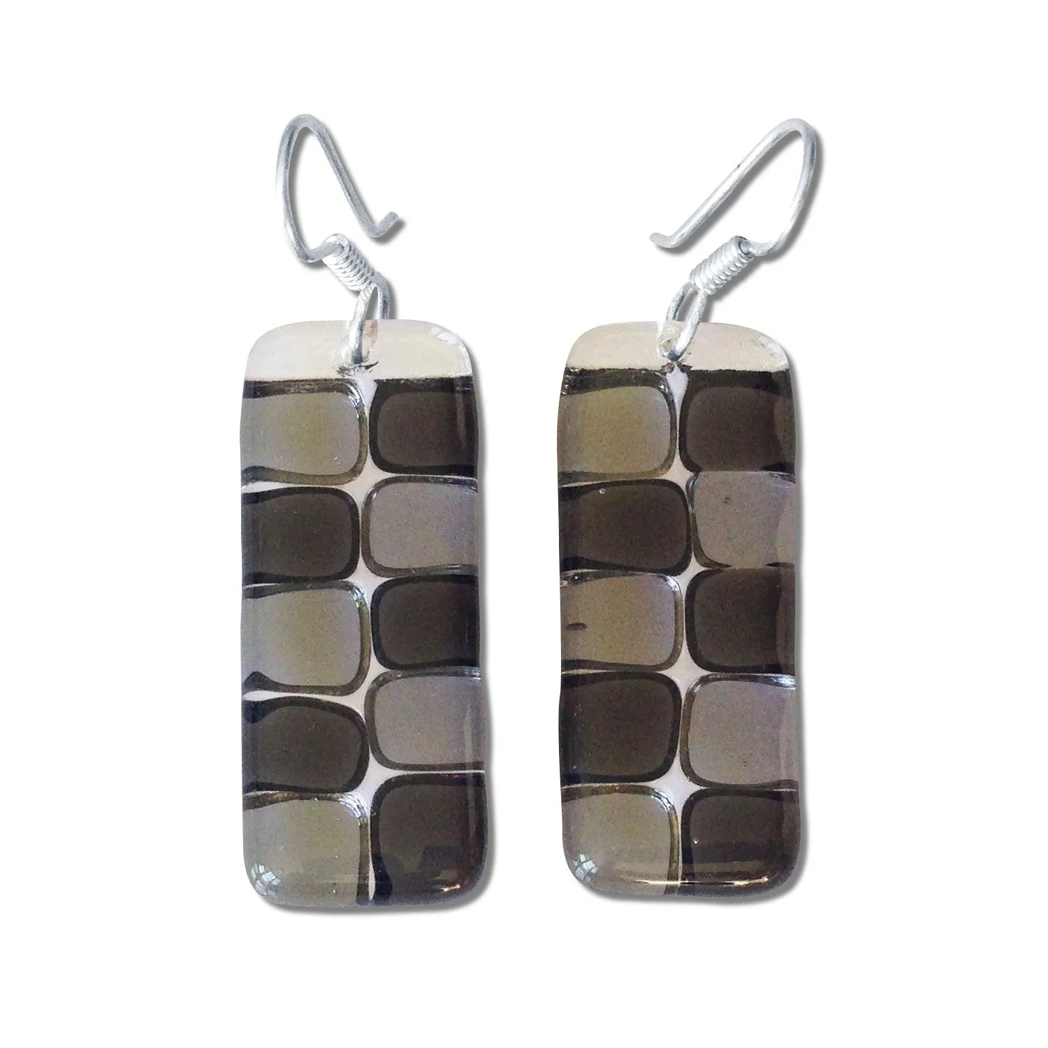 Checkerboard Glass Earrings - Lime