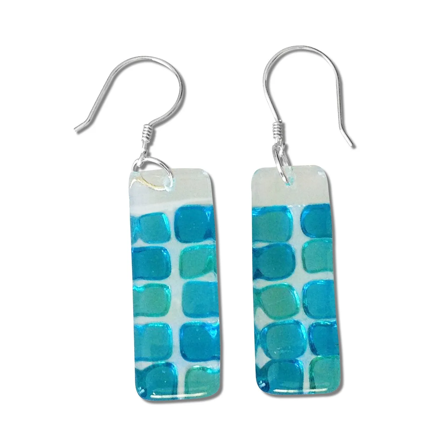 Checkerboard Glass Earrings - Lime