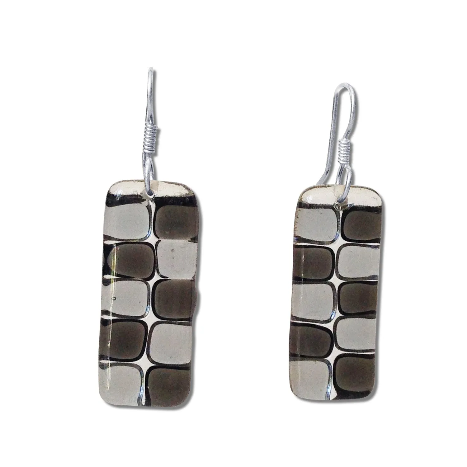 Checkerboard Glass Earrings - Lime