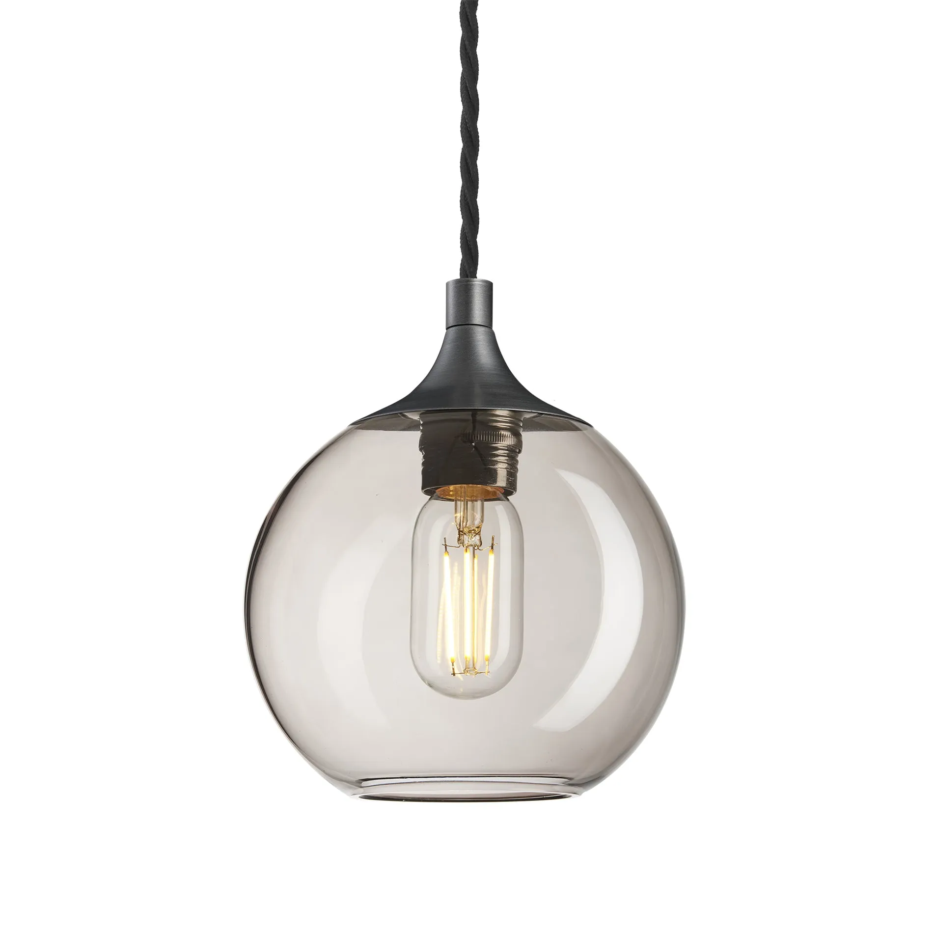 Chelsea Smoked Glass Globe Pendant - 7 Inch - Mocha