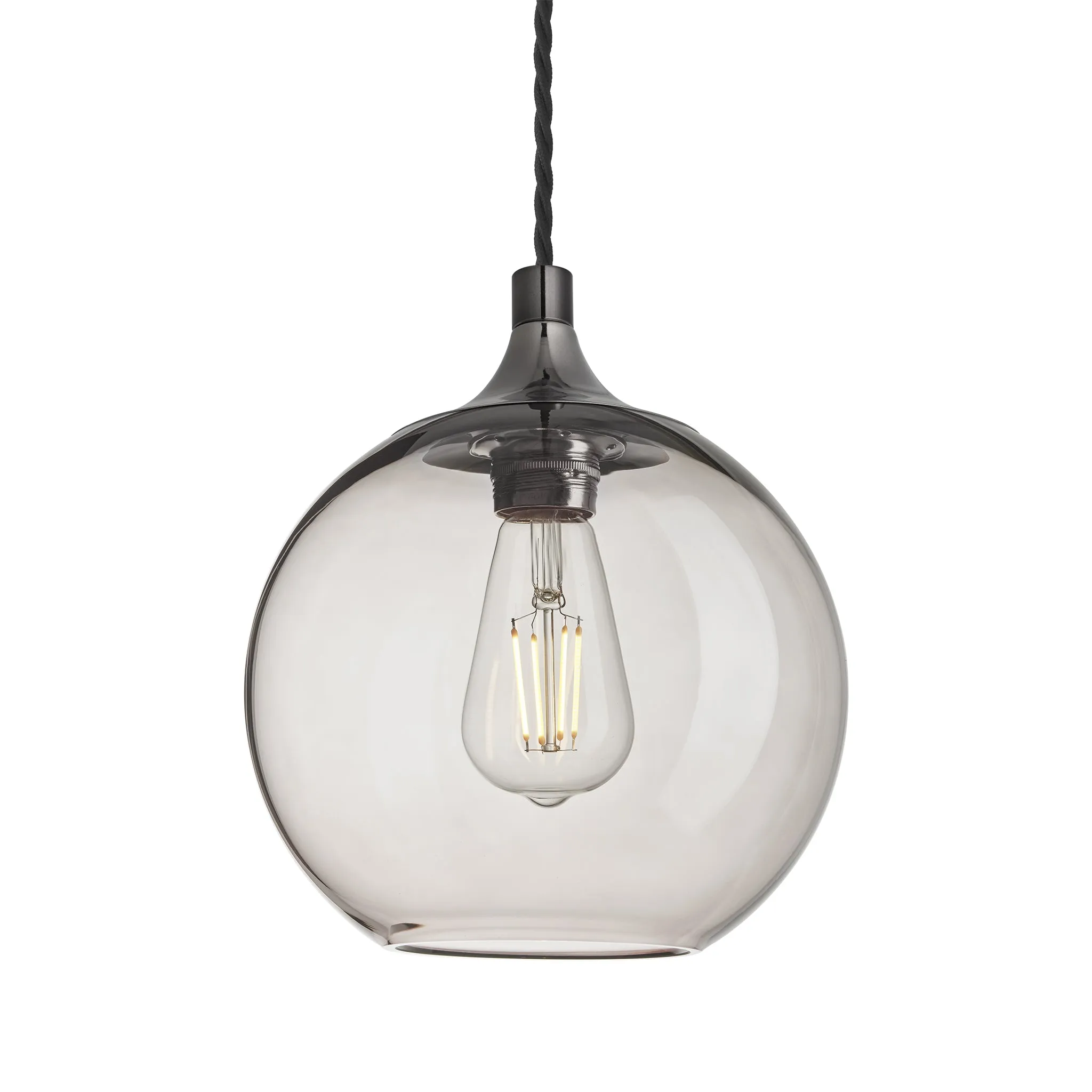 Chelsea Smoked Glass Globe Pendant - 7 Inch - Mocha