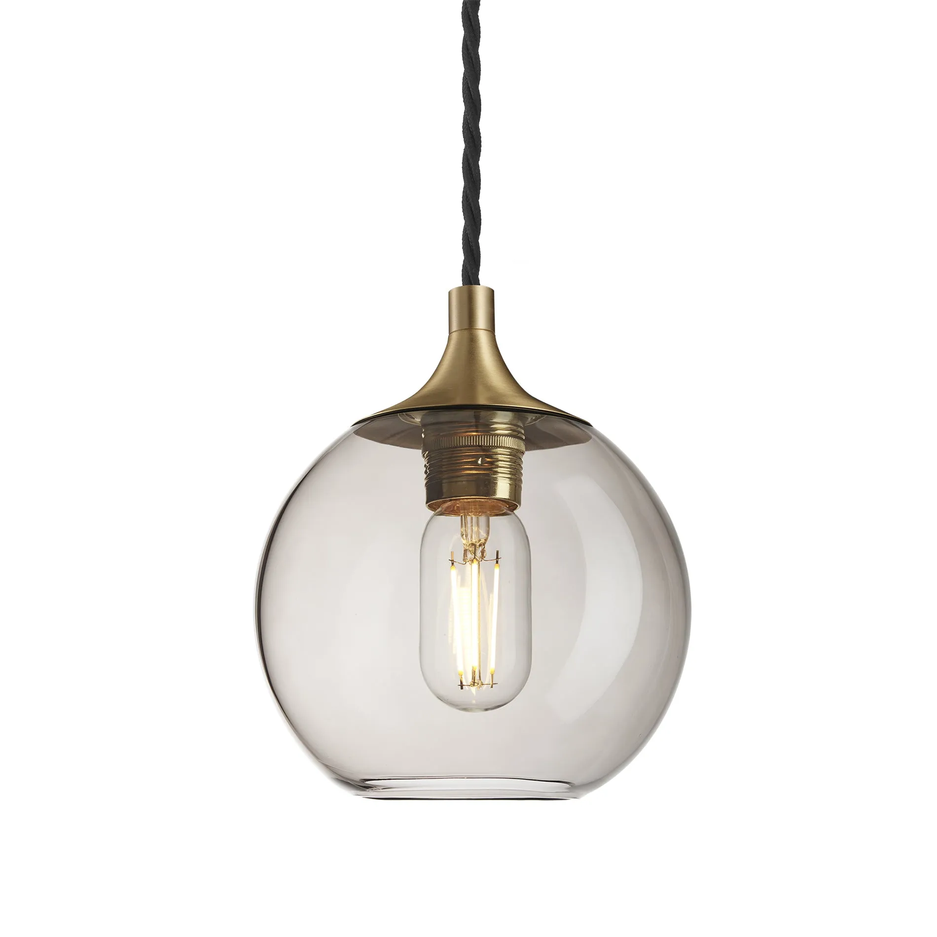 Chelsea Smoked Glass Globe Pendant - 7 Inch - Mocha