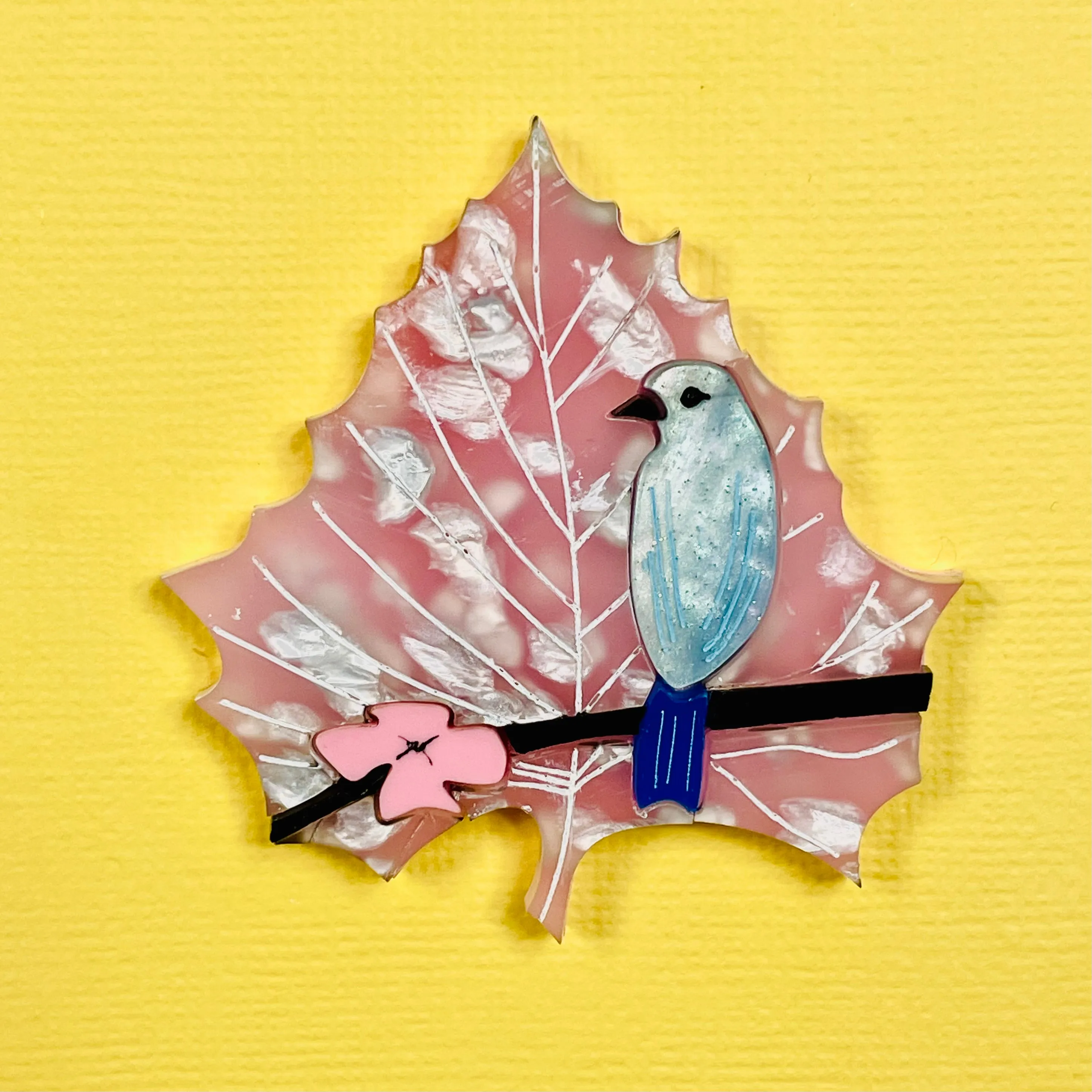 Cherry Blossom Blue bird Leaf 🍁- Brooch - Set of 4