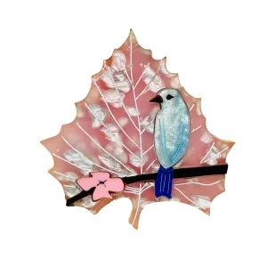 Cherry Blossom Blue bird Leaf 🍁- Brooch - Set of 4