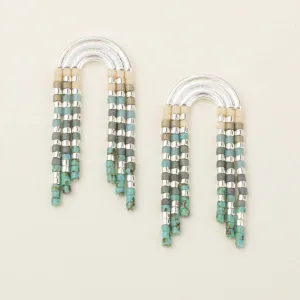 Chromacolor Miyuki Rainbow Fringe Earring - Turquoise / Silver