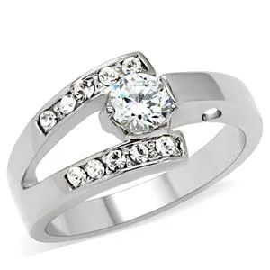 CJ144TK Wholesale Stainless Steel Clear Cubic Zirconia Ring