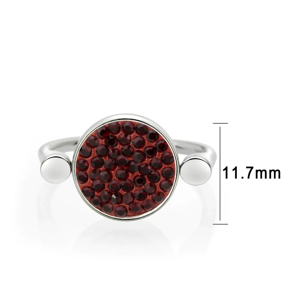 CJ385407 Wholesale Women's Stainless Steel Top Grade Crystal Round Light Siam Ring