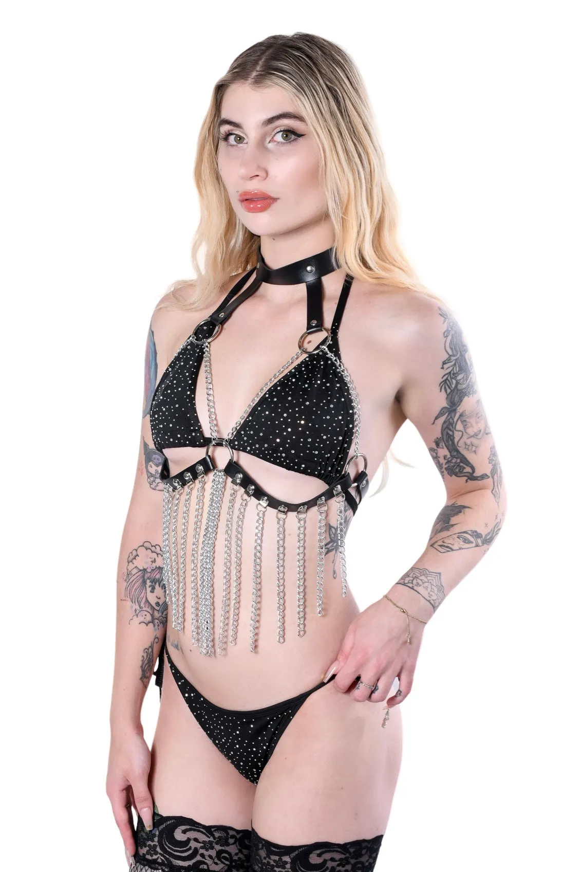 Classic Black Harness Chain Top