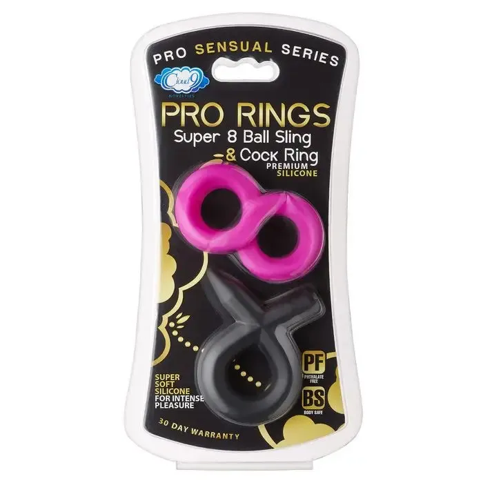 Cloud 9 Pro Sensual Silicone Super 8 Ring & Tie Sling 2 Pack