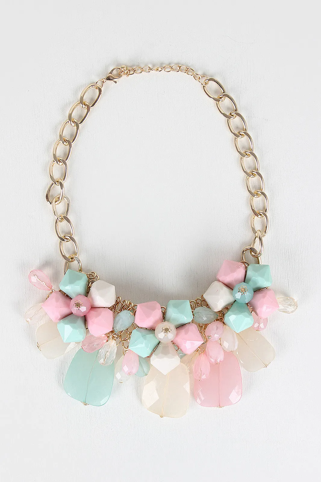 Clustered Stones Chunky Chain Necklace Set