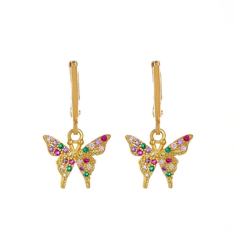 Colorful Butterfly Huggie Hoop Earrings