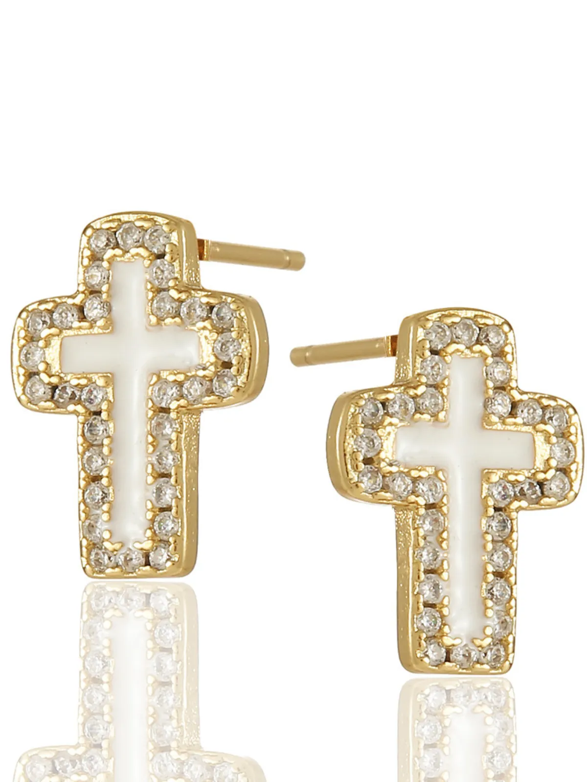 Colorful Cross Gold Plated Stud Earrings