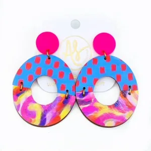 Colorful Geometric Statement Earrings - Abstract