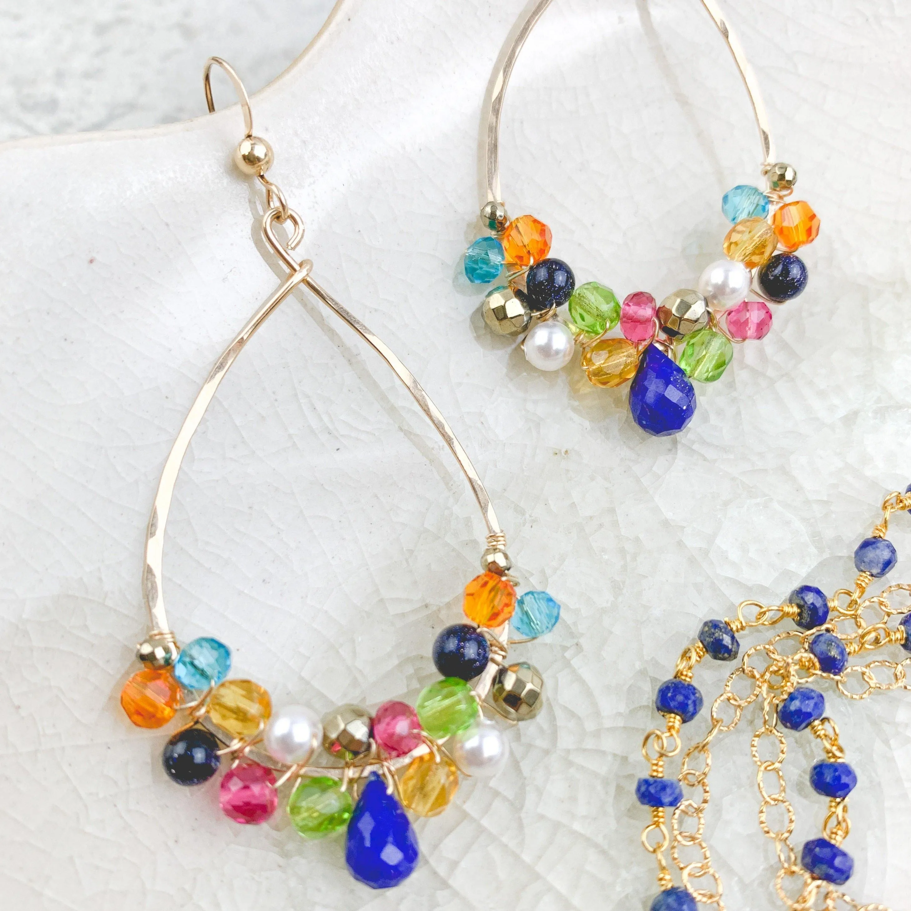 Colorful Lapis Anna Hoops