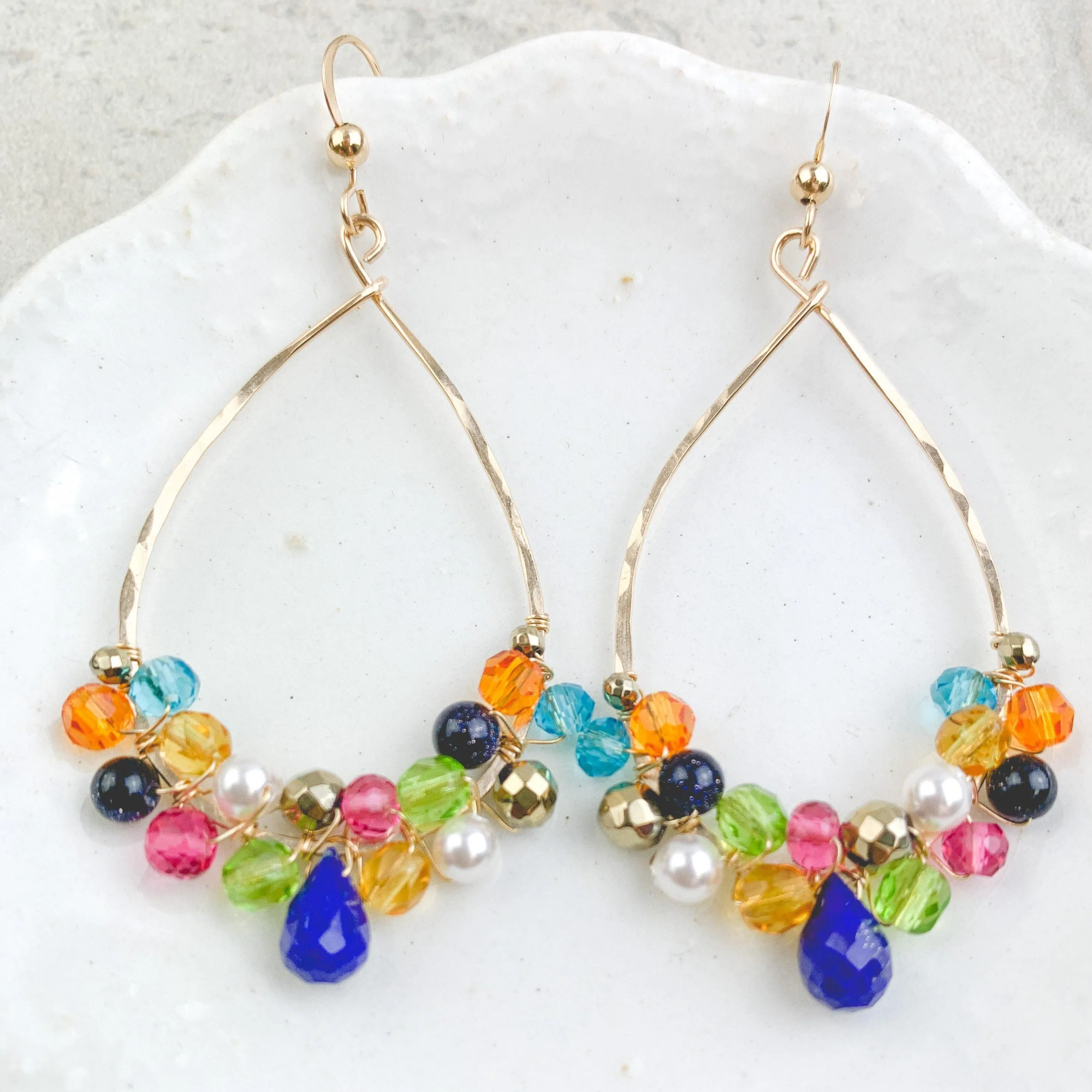 Colorful Lapis Anna Hoops