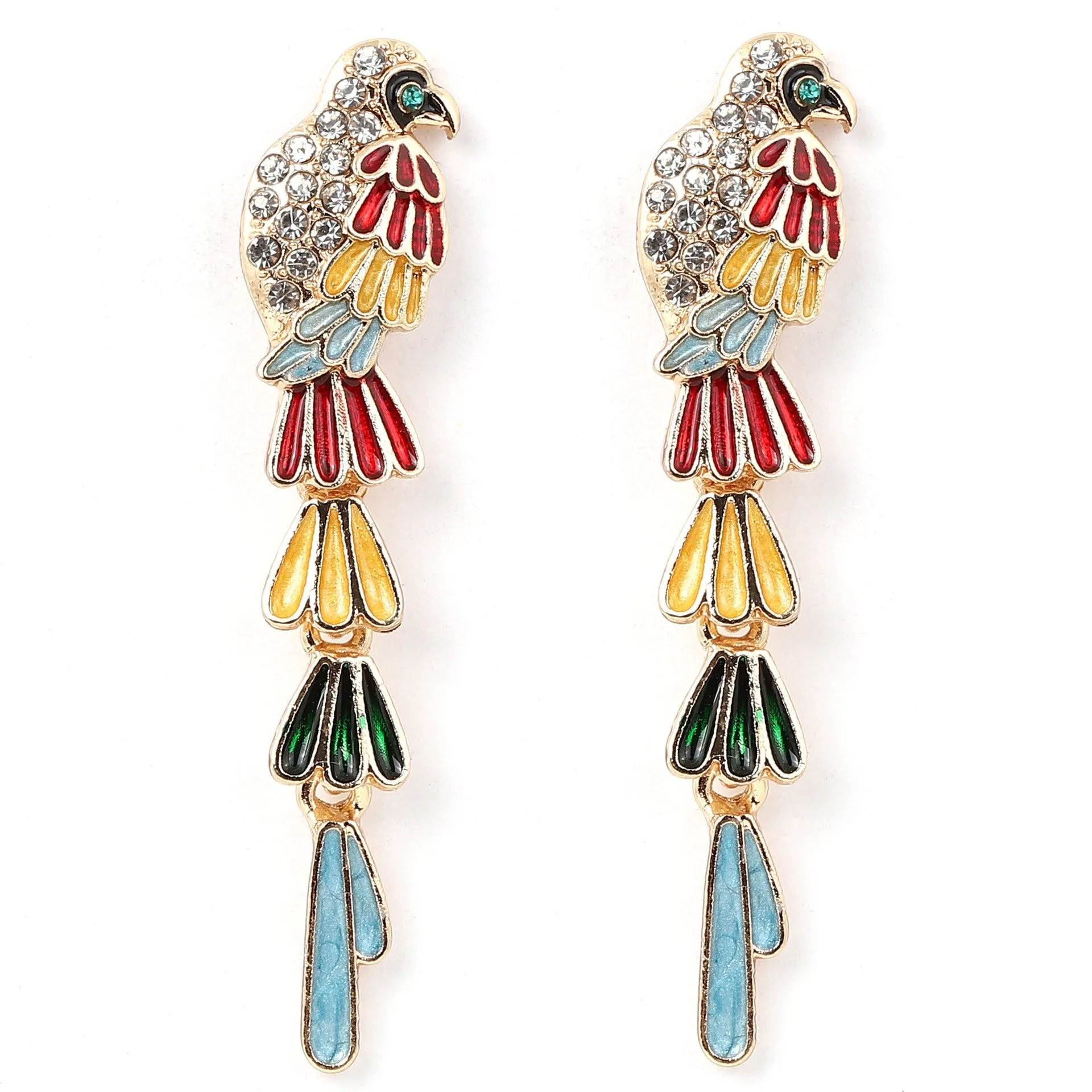 Colorful Parrot Oil Drip Dangle Earrings