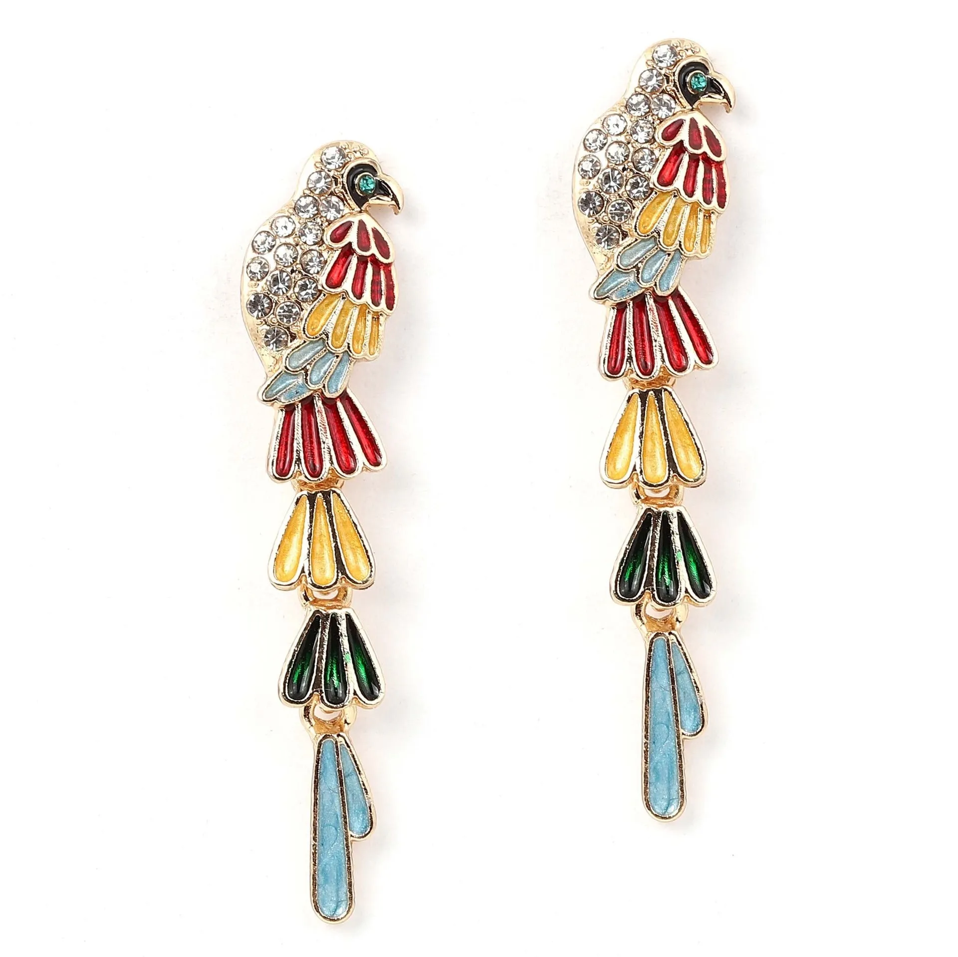 Colorful Parrot Oil Drip Dangle Earrings