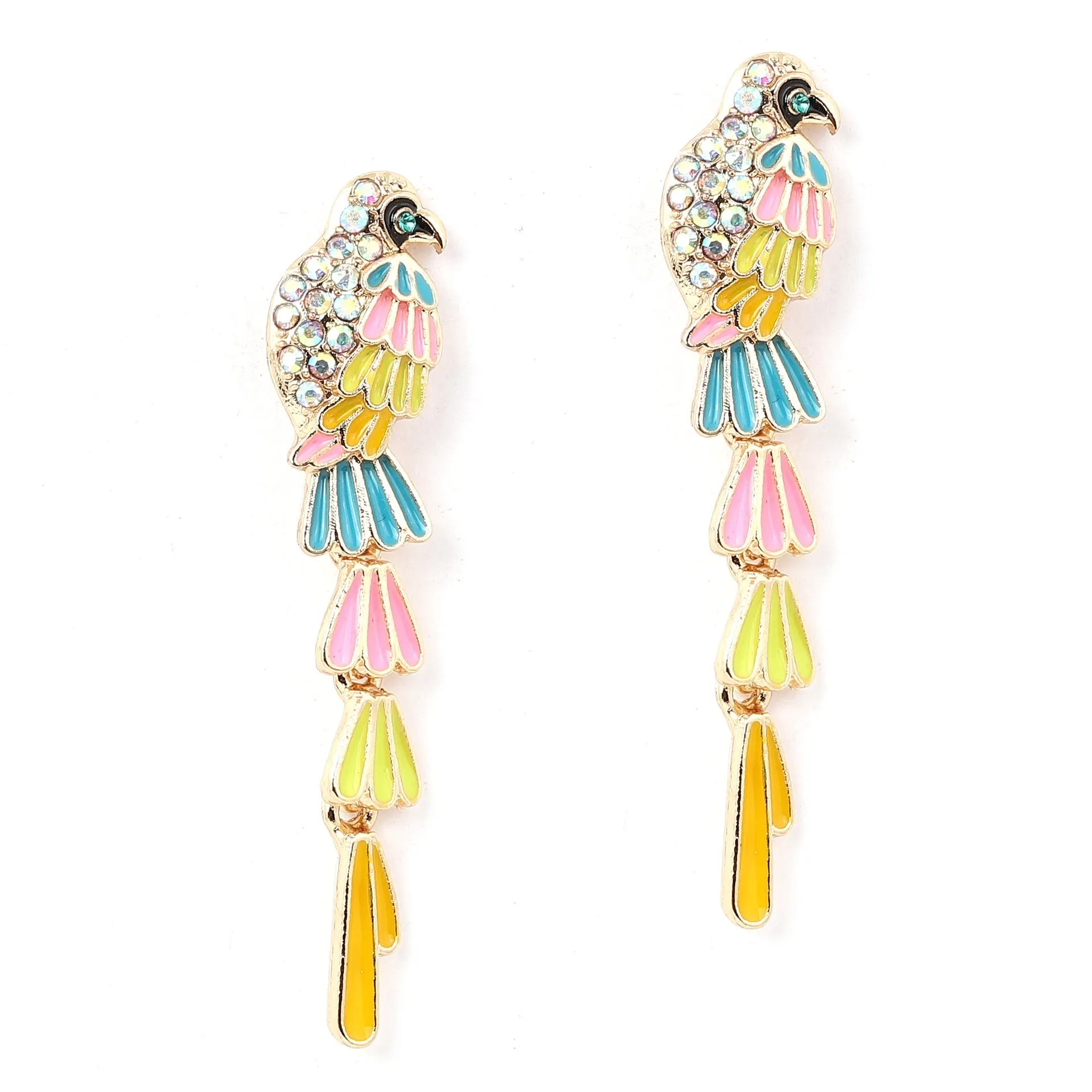 Colorful Parrot Oil Drip Dangle Earrings