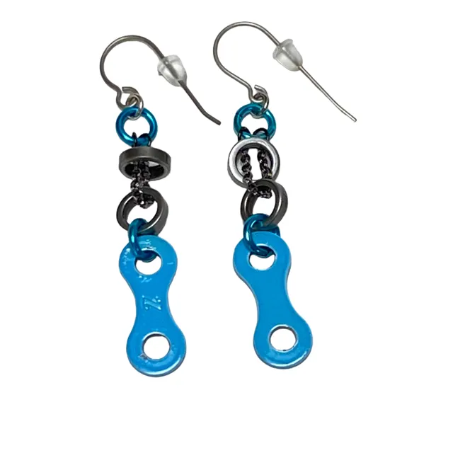 Colorful Recycled Bicycle Chain Earrings