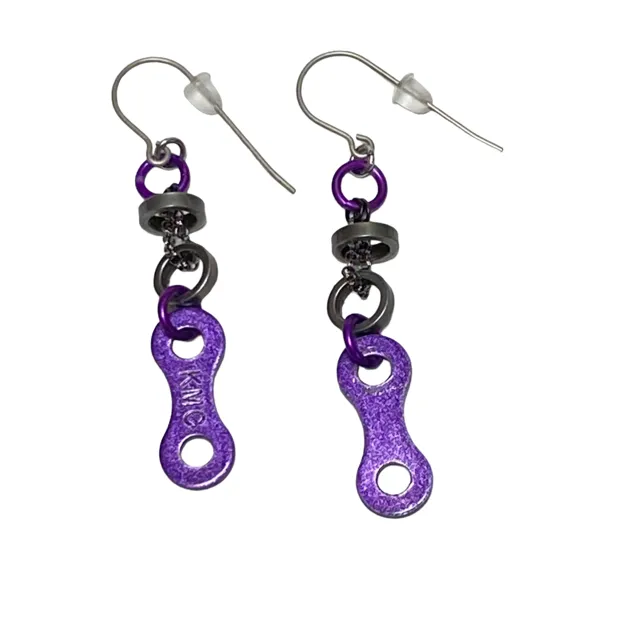 Colorful Recycled Bicycle Chain Earrings