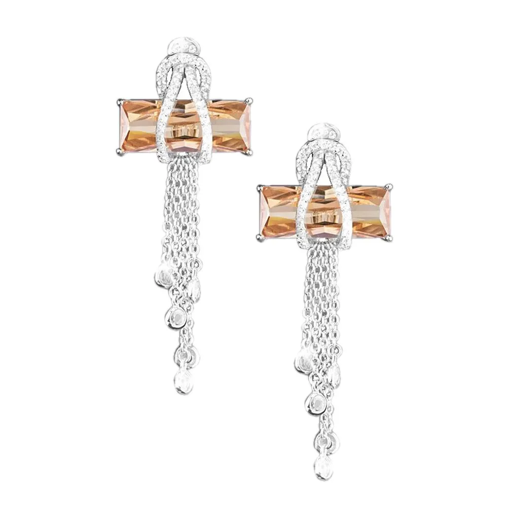 Contemporary Cross Champagne Earrings