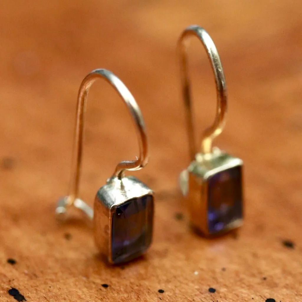 Contemporary Drop Iolite Earrings