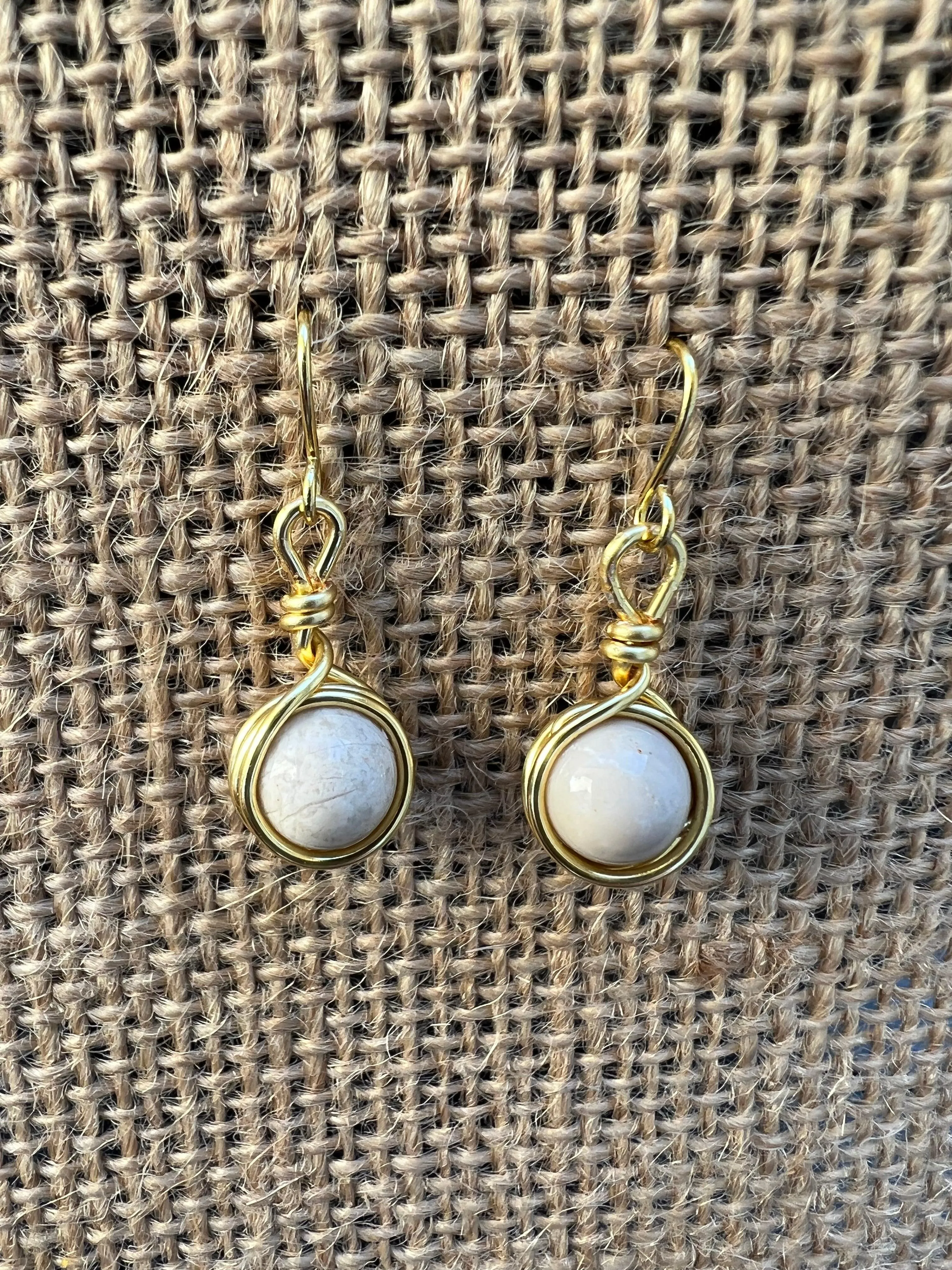 Cream Stone Earrings