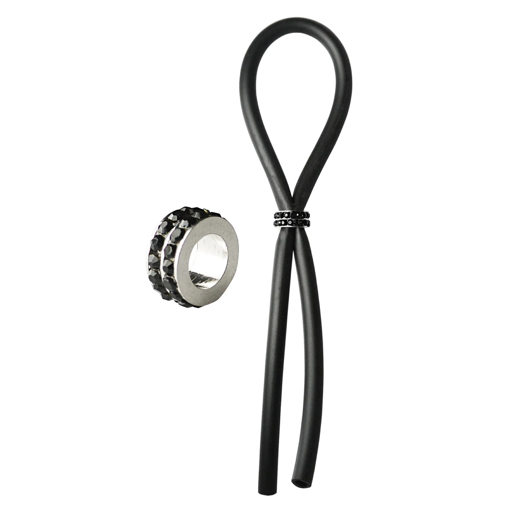 CRing Lasso Black Gems Bead Silicone Black