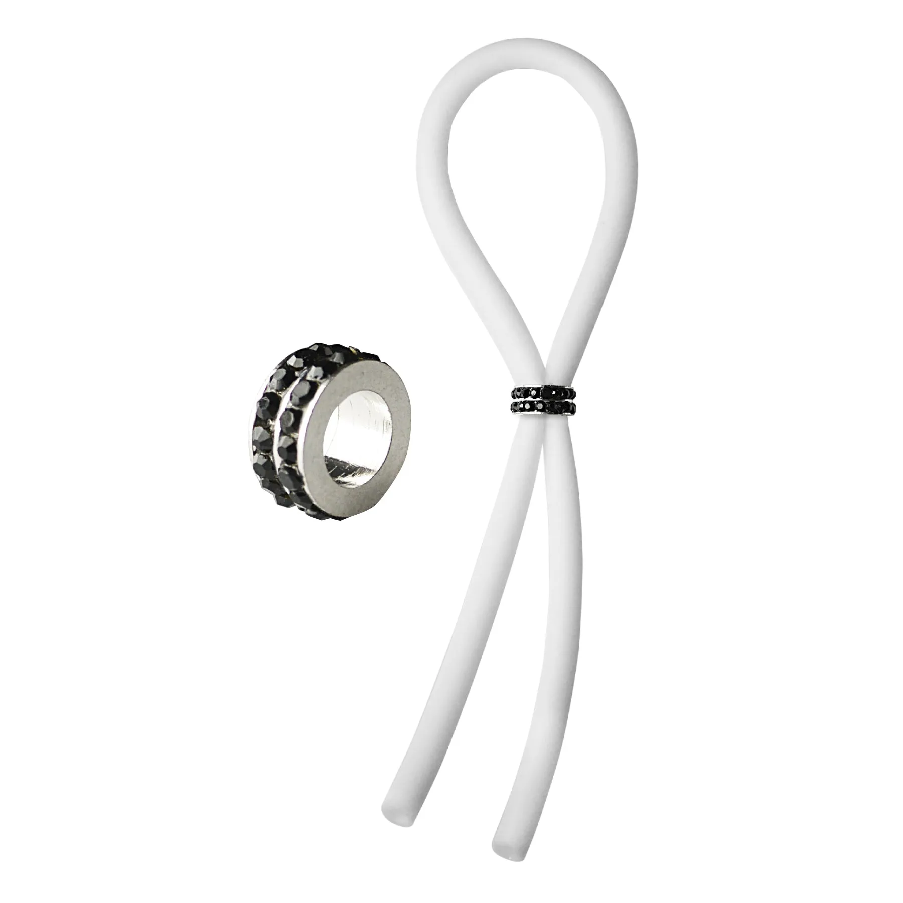 CRing Lasso Black Gems Bead Silicone White