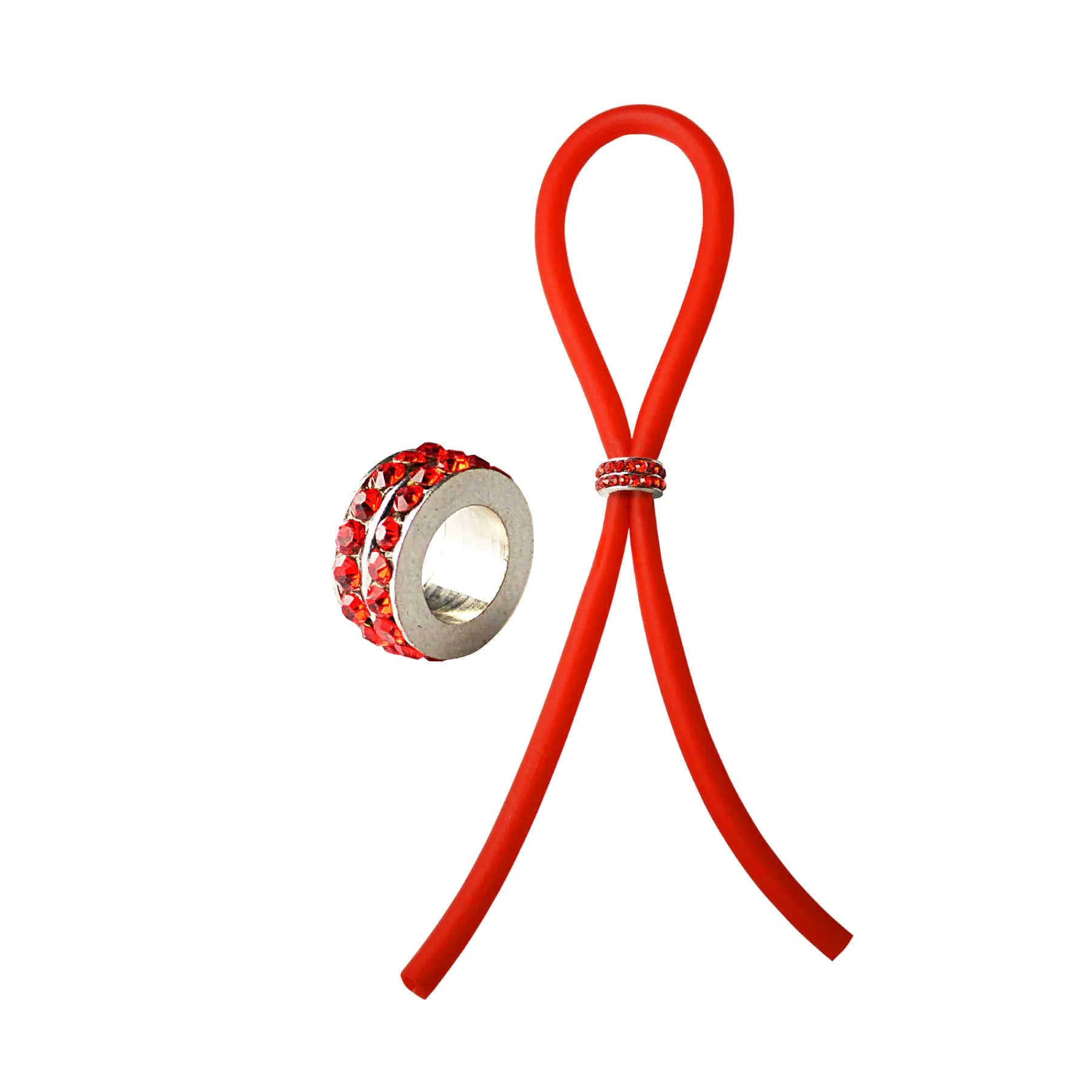 CRing Lasso Red Gems Bead Silicone Red