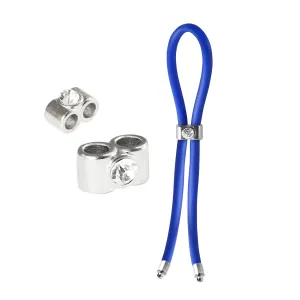 CRing Lasso Silver Empire Slider WGem Bead Silicone Blue