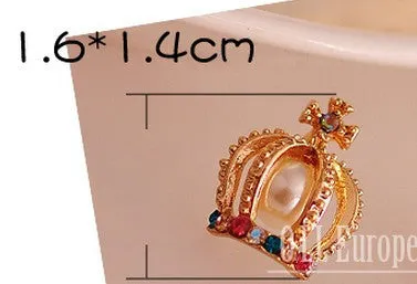 Crown Shape Colorful Rhinestone Stud Earrings