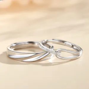 Custom Engraved Promise Rings Set for two Sterling Silver