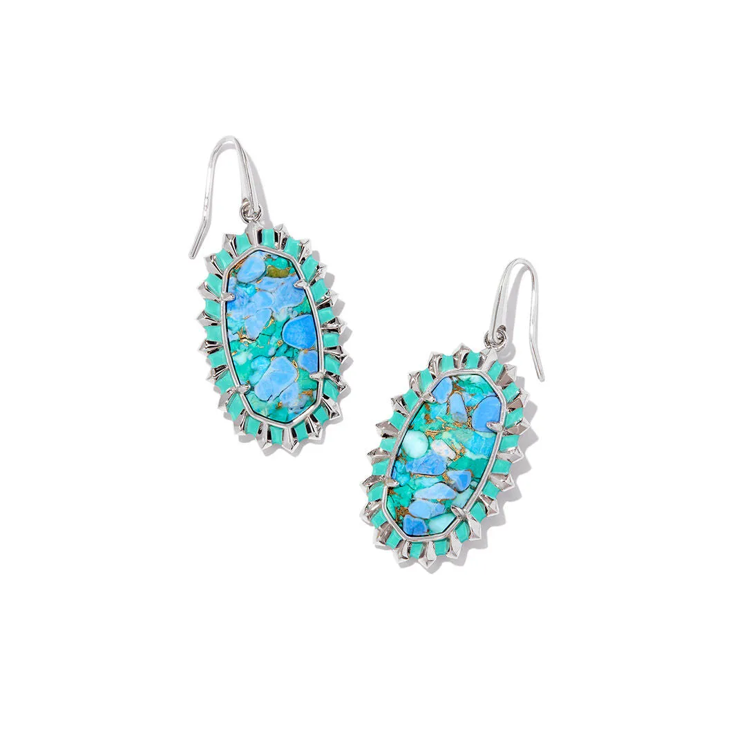 Dani Color Burst Frame Earrings in Silver & Aqua Magnesite