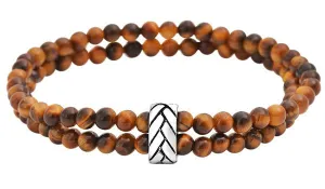 Deep Brown Tiger's Eye Gloss Natural Gemstone Bracelet Stack