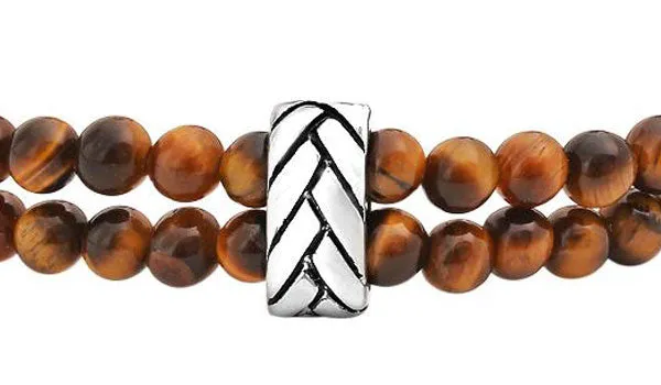 Deep Brown Tiger's Eye Gloss Natural Gemstone Bracelet Stack