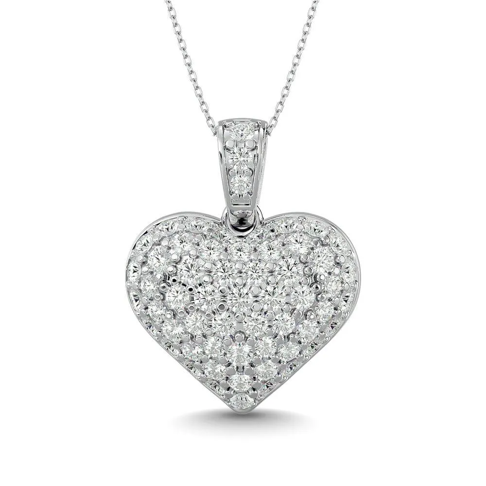 Diamond 1 1/2 ct tw Heart Pendant in 10K White Gold