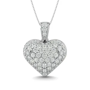 Diamond 1 1/2 ct tw Heart Pendant in 10K White Gold