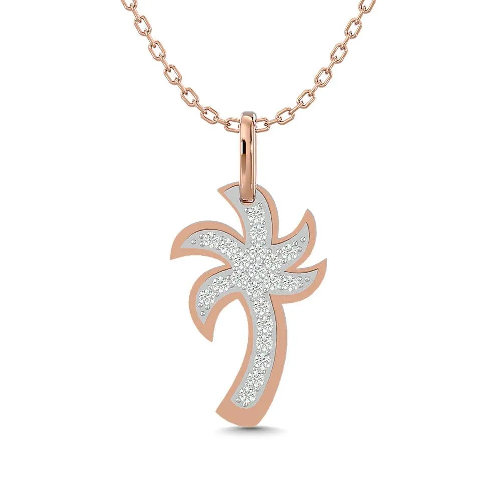 Diamond 1/10 Ct.Tw. Palm Tree Pendant in 14K Rose Gold