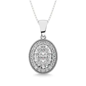 Diamond 1/2.Tw. Round Shape Cluster Pendant in 14K White Gold