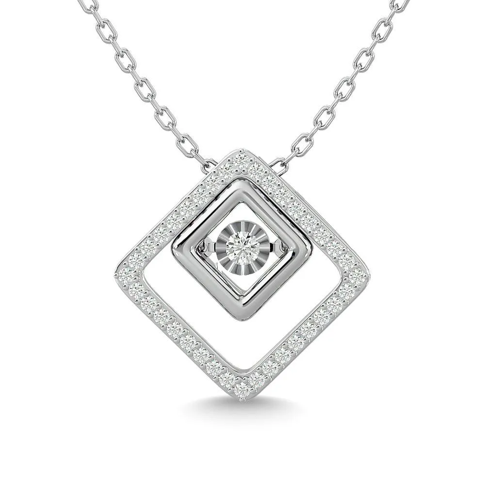 Diamond 1/4 Ct.Tw. Square Shape Pendant in 14K White Gold