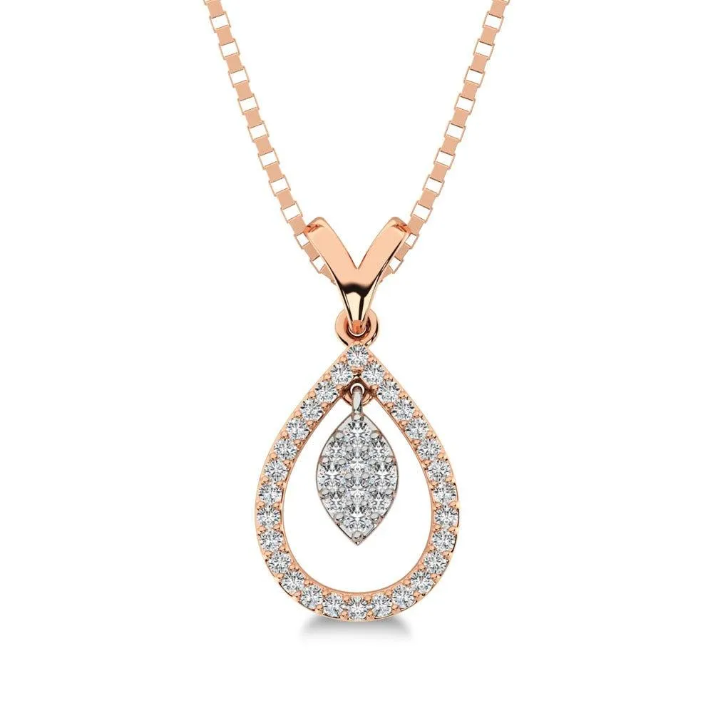 Diamond 1/5 Ct.Tw Oval Shape Pendant in 10K Rose Gold