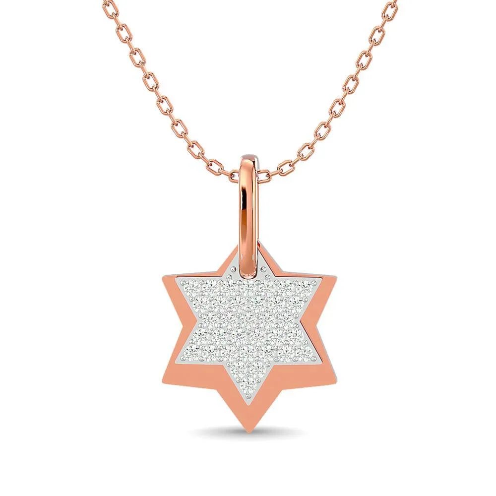 Diamond 1/6 ct tw Round Cut Star Pendant in 10K Rose Gold